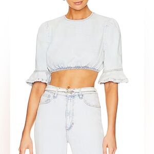 WeWoreWhat NWT Light Wash Cropped Denim Top Size Large